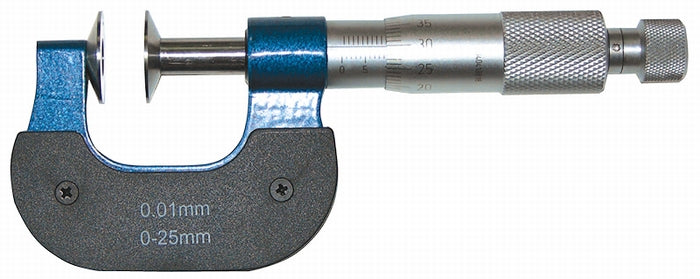 Inspec Disc Micrometer Range 0-25mm x .01mm 250-21-000 Non Rotating Spindle