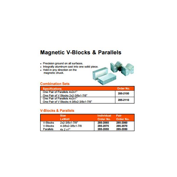 MHC 285-2050 Magnetic Chuck Parallel 4 x 2 x 1" Precision ground on all surfaces