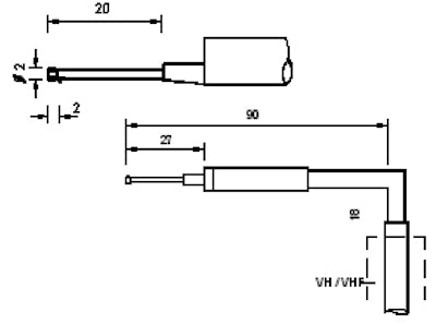 Diavite Tracer with skid for transversal measurement QH, 5 µm/90° for VH/VHF, Article code:  QH-00/00/90/5