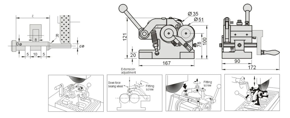 51450 Punch Grinder Rollers accuracy is within 0.005mm, outside dia. from 1.5 to 25mm