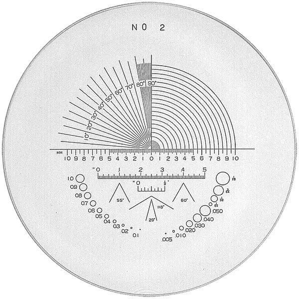 854-7002 optical comparators with 5 reticles 7X, 25mm