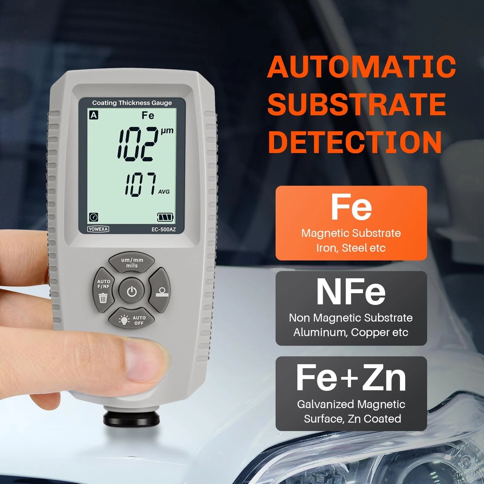EC-500AZ Coating Thickness Gauge 0-1500µ Accuracy ±3% +1µ