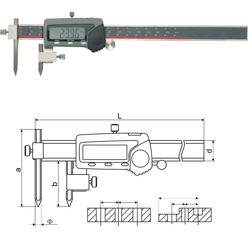 Inspec centreline Digital Caliper C/W Conical Points 5-200MM 119-111-2
