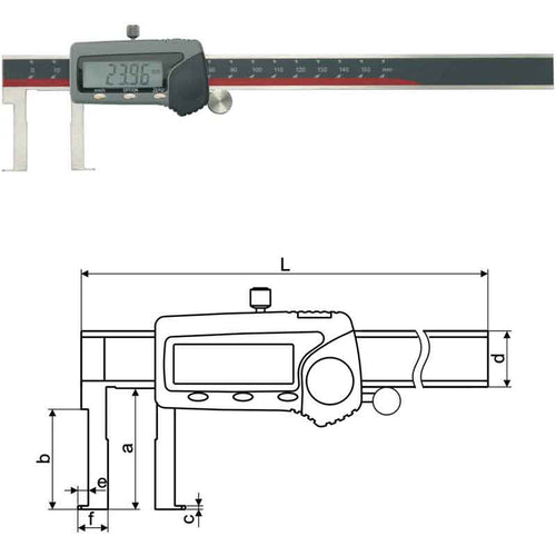 inspec  Digital caliper groove type inside .9-6"/22-150mm with Flat points 115-101-10