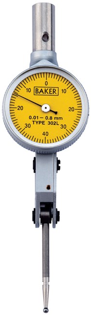 BAKER 302AL / LONG STYLUS LEVER TYPE DIAL GAUGE (0.01 MM L.C., 0.8 MM RANGE), WITHOUT ACCESSORIES, 29 MM BEZEL DIA