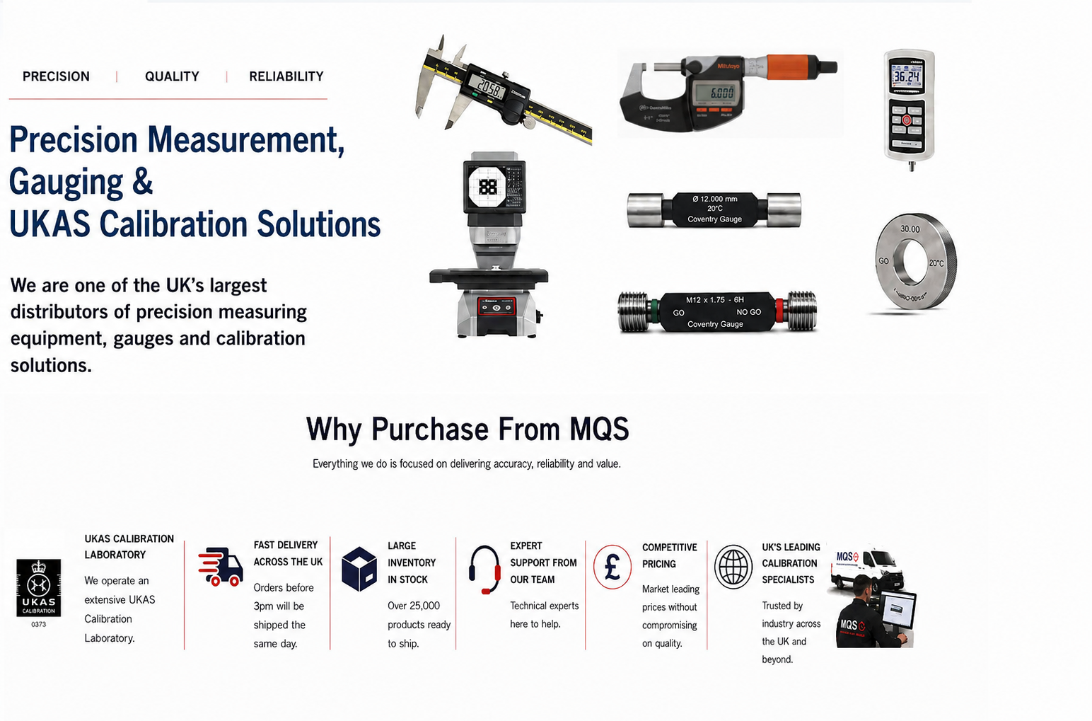Precision Measurement, Gauging and UKAS Calibration Solutions from MQS